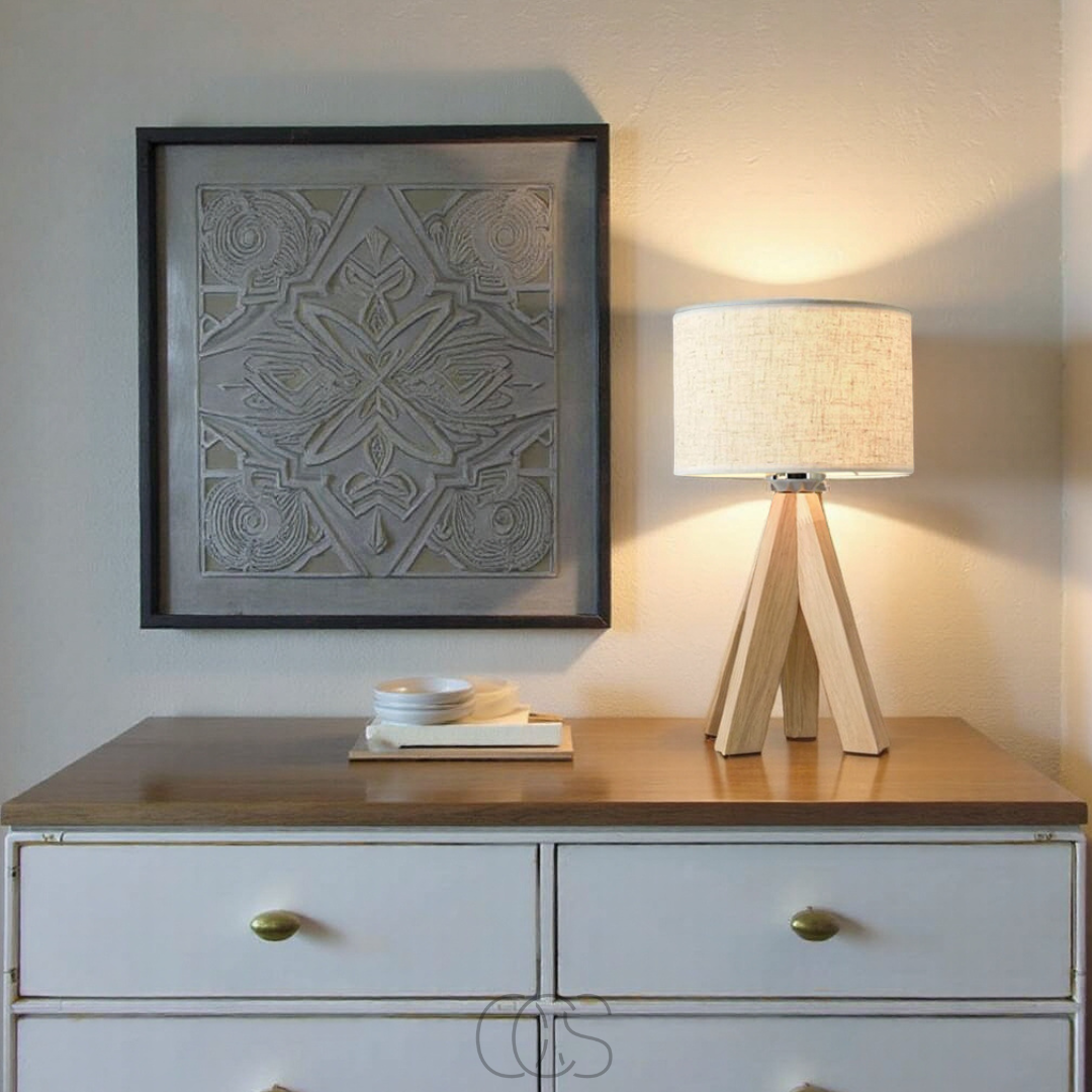 Bronp - Table Lamp - Natural Wood and Fabric Shade