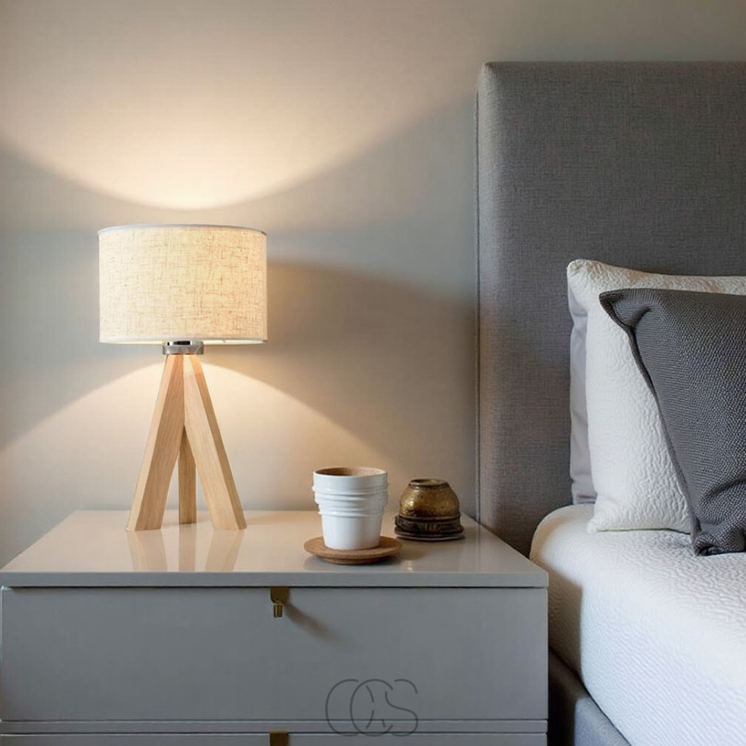 Bronp - Table Lamp - Natural Wood and Fabric Shade