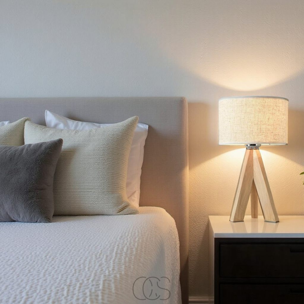 Bronp - Table Lamp - Natural Wood and Fabric Shade