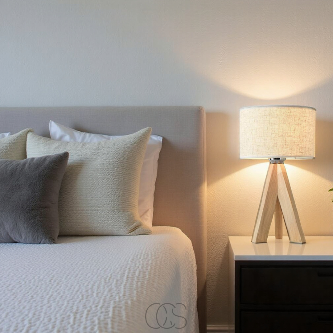 Bronp - Table Lamp - Natural Wood and Fabric Shade