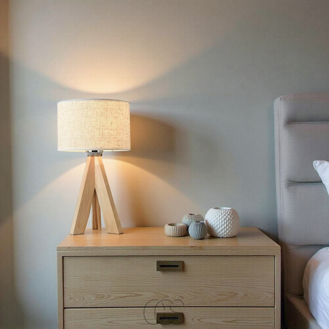 Bronp - Table Lamp - Natural Wood and Fabric Shade