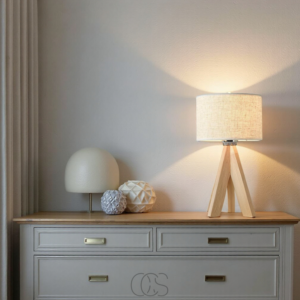 Bronp - Table Lamp - Natural Wood and Fabric Shade