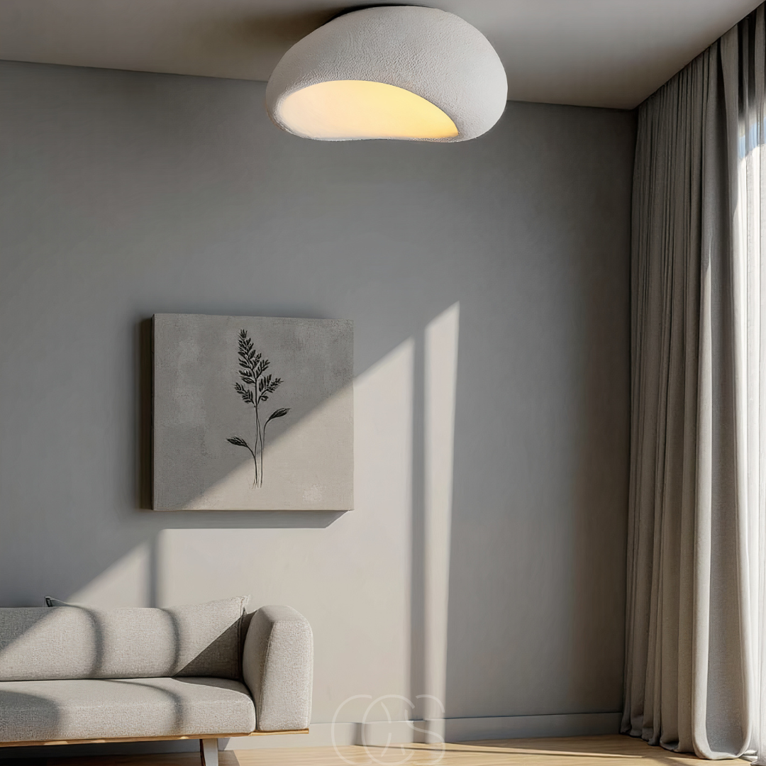 Bronp - Wabi-Sabi Fabric Ceiling Lamp - Polyform & Resin