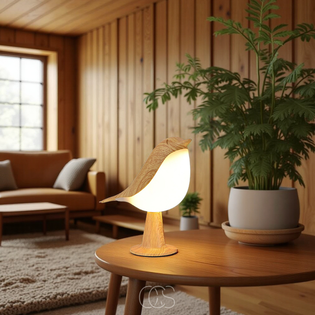 Bronp - Wooden Bird Lamp - Wireless Table Lamp with Warm Light
