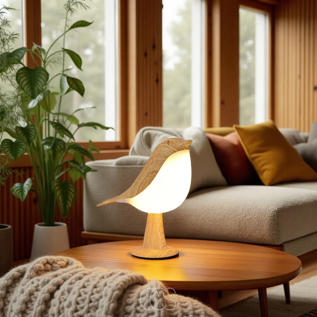 Bronp - Wooden Bird Lamp - Wireless Table Lamp with Warm Light
