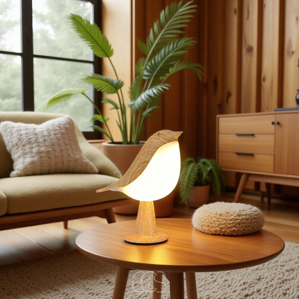 Bronp - Wooden Bird Lamp - Wireless Table Lamp with Warm Light