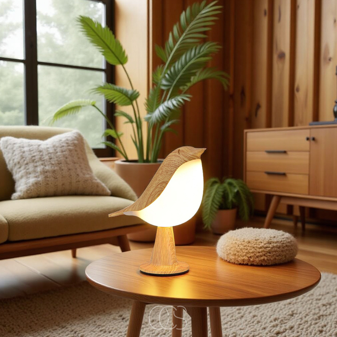 Bronp - Wooden Bird Lamp - Wireless Table Lamp with Warm Light