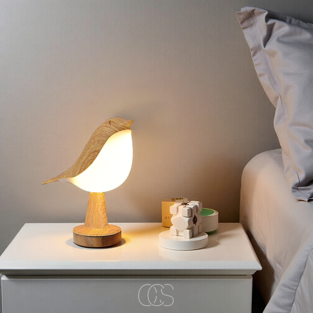 Bronp - Wooden Bird Lamp - Wireless Table Lamp with Warm Light