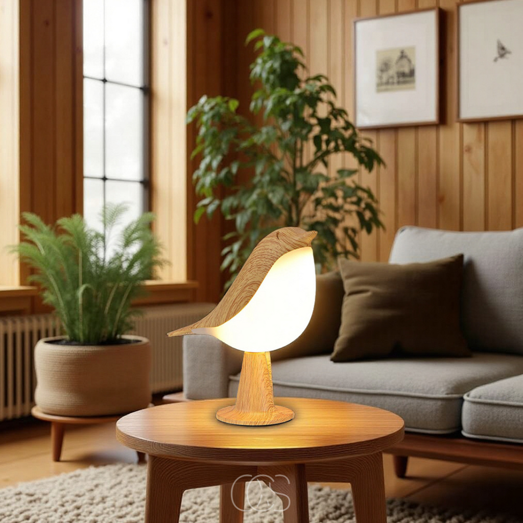 Bronp - Wooden Bird Lamp - Wireless Table Lamp with Warm Light