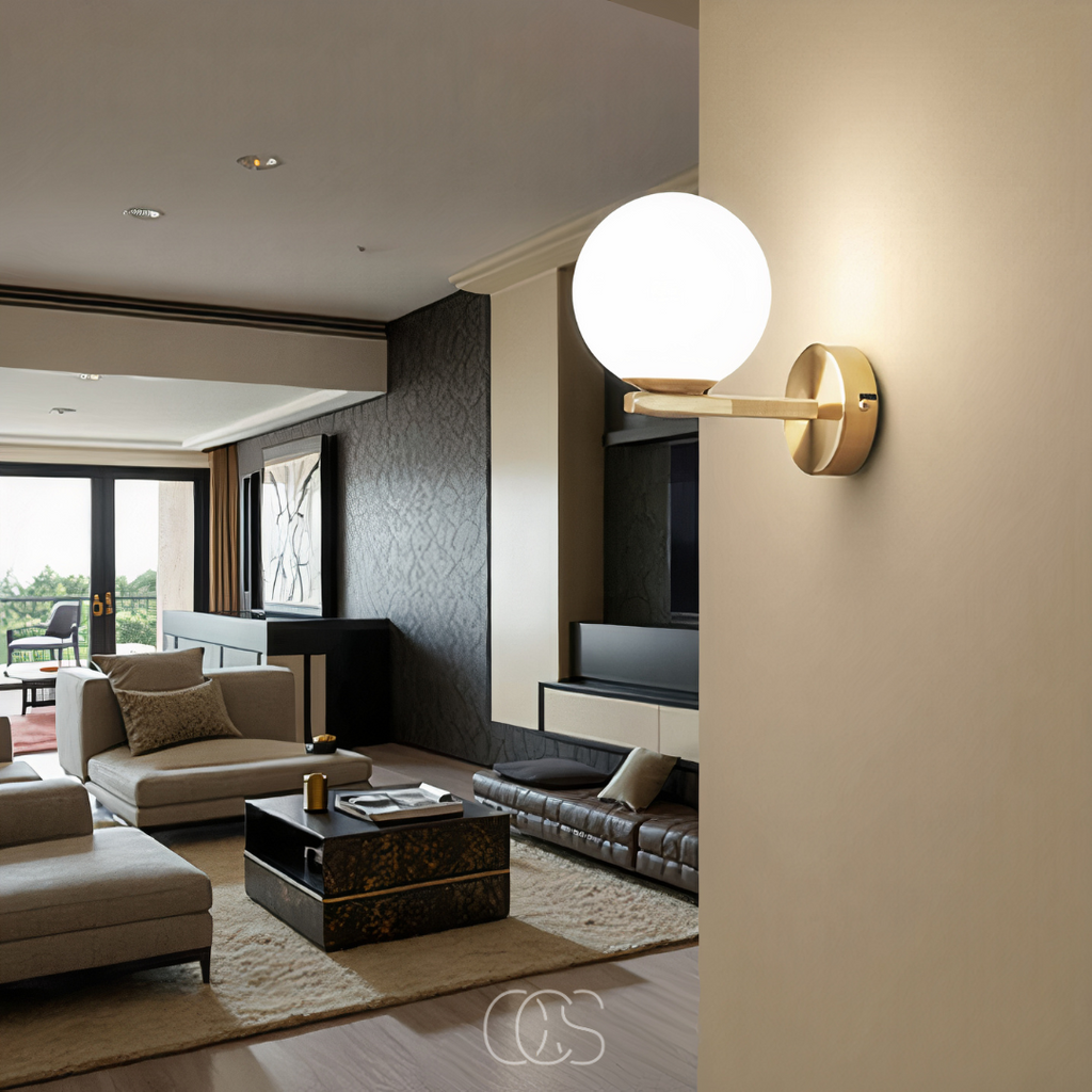 Bronp - wall lamp with white globe