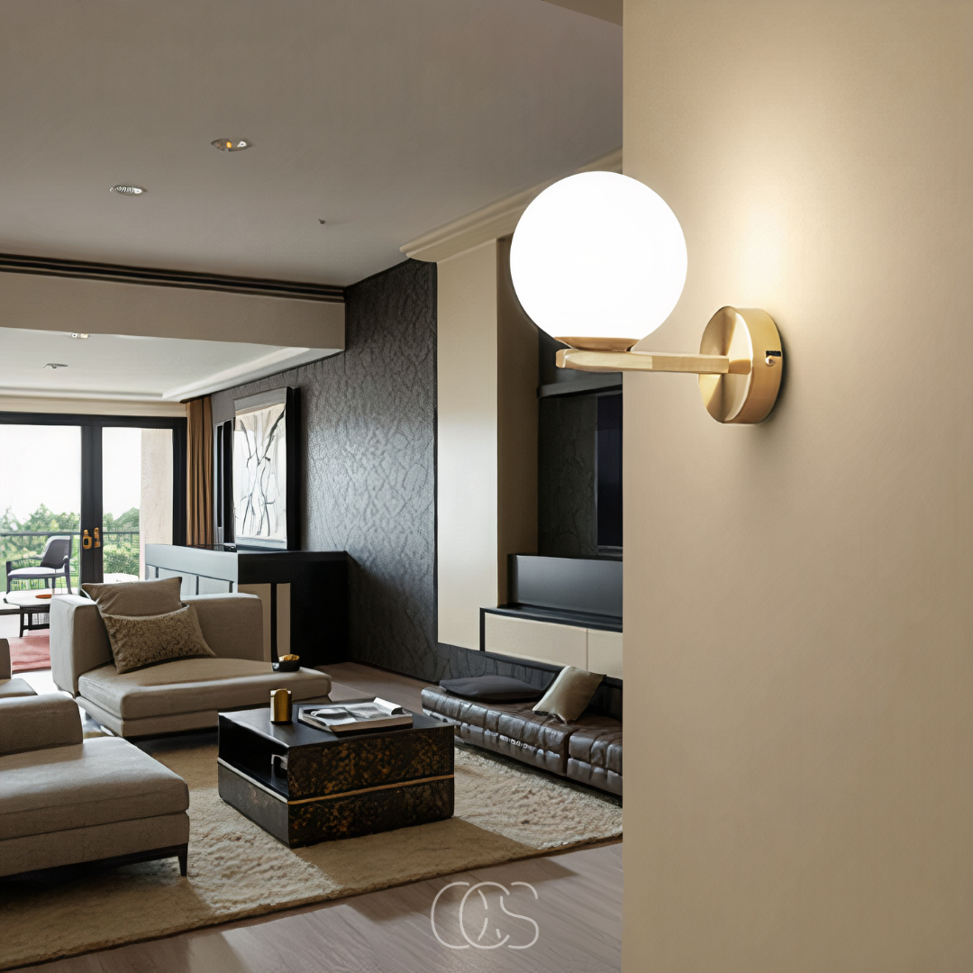 Bronp - wall lamp with white globe