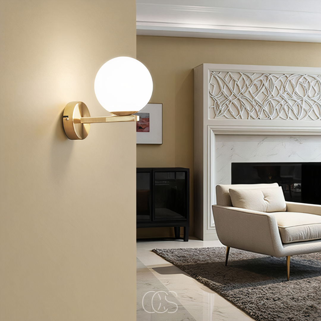 Bronp - wall lamp with white globe
