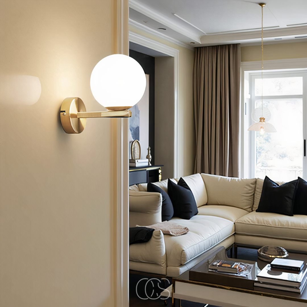 Bronp - wall lamp with white globe