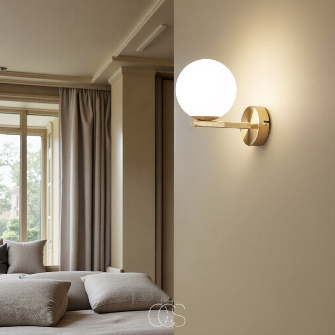 Bronp - wall lamp with white globe